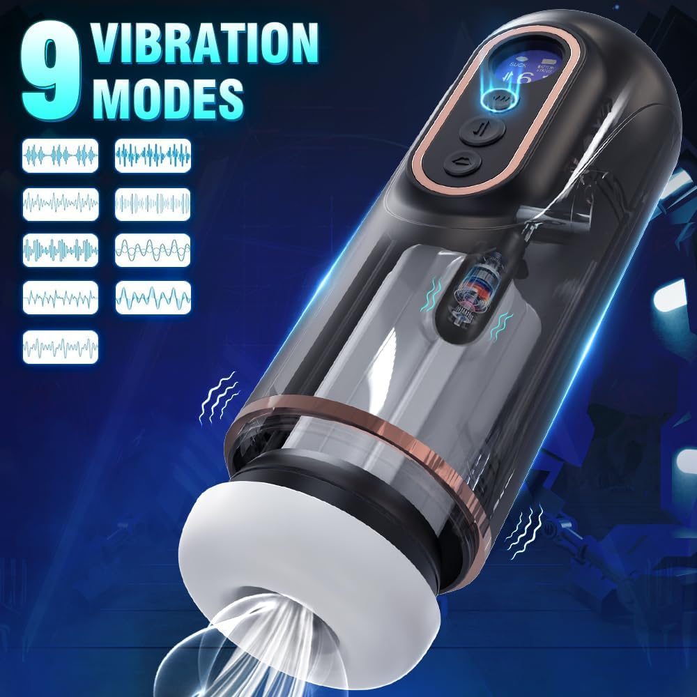 360° Wrapping Automatic Masturbator with 9 Vibrating & 7 Thrusting & 5 Sucking