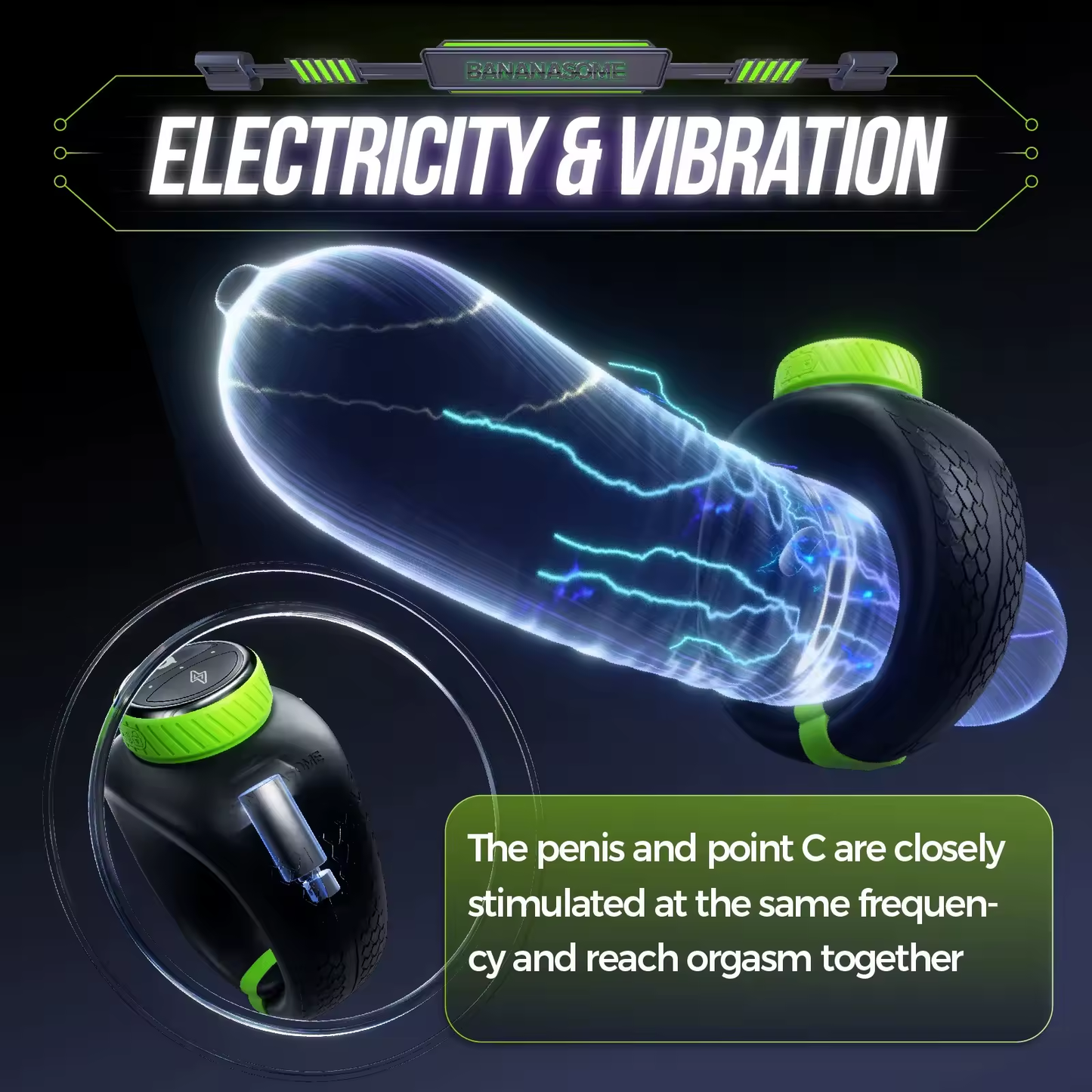 E-stim Penis Trainer Vibrator Cock Ring Masturbator with 10 Vibrations & Electro Shocks