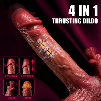 8.7 inch 3 Thrusting and Heating Licking Modes Realistic Thrusting Dildo