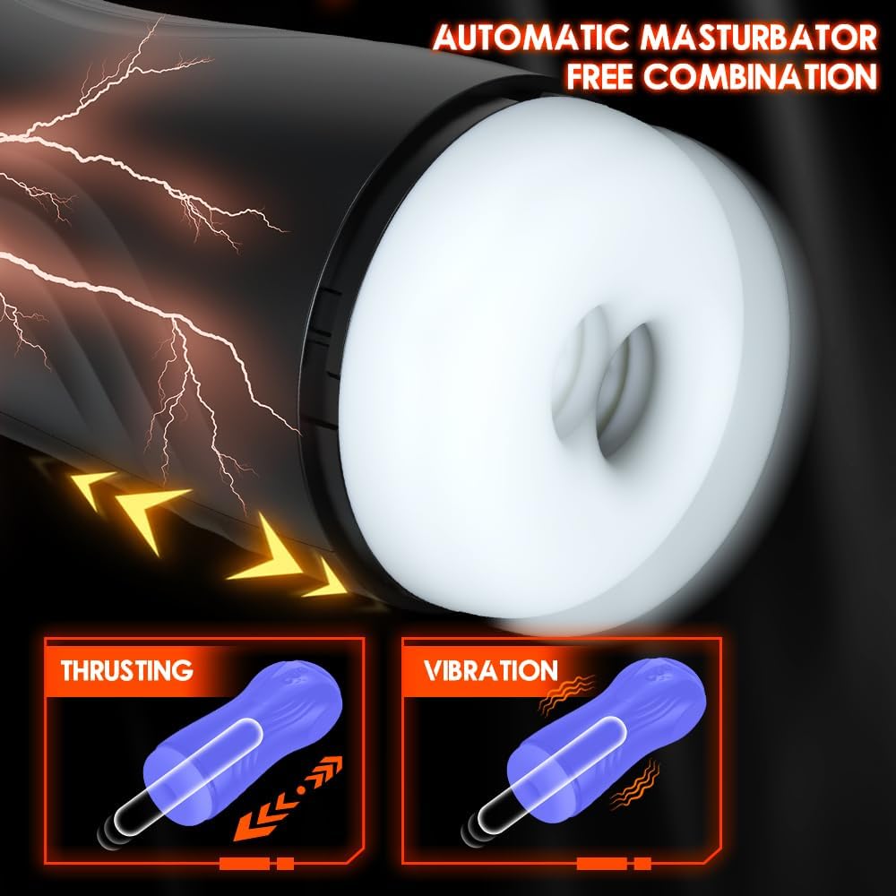 Deep Throat Automatic Male Masturbator Cup with 3 Thrusting & 10 Vibration