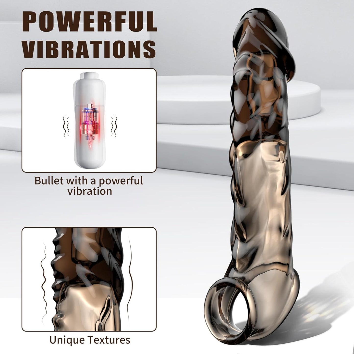 3.6 inch Black Clear Penis Extender with Cock Ring