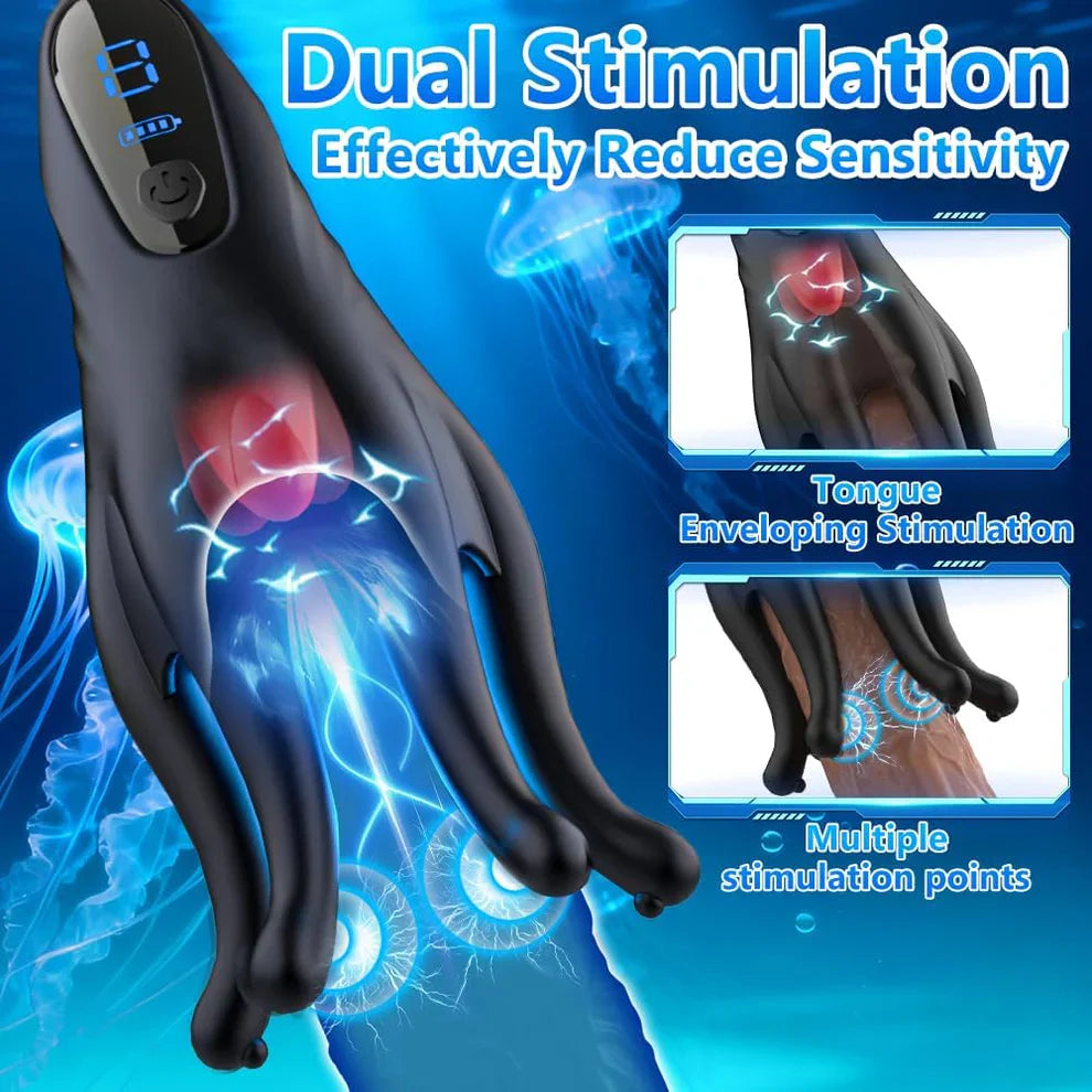 Fully Wrapped Penis Trainer Tentacle Vibrator Stroker with 10 Vibration Modes