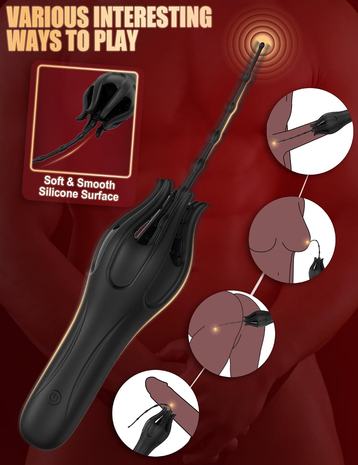 360° Wrapped Penis Trainer Vibrator Urethral Plug Dilators with 10 Vibration Modes