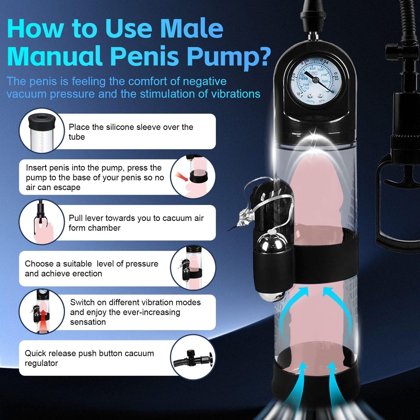 Electric Enlarge Air Penis Vacuum Enlargement Training Device with Multifunctional Modes