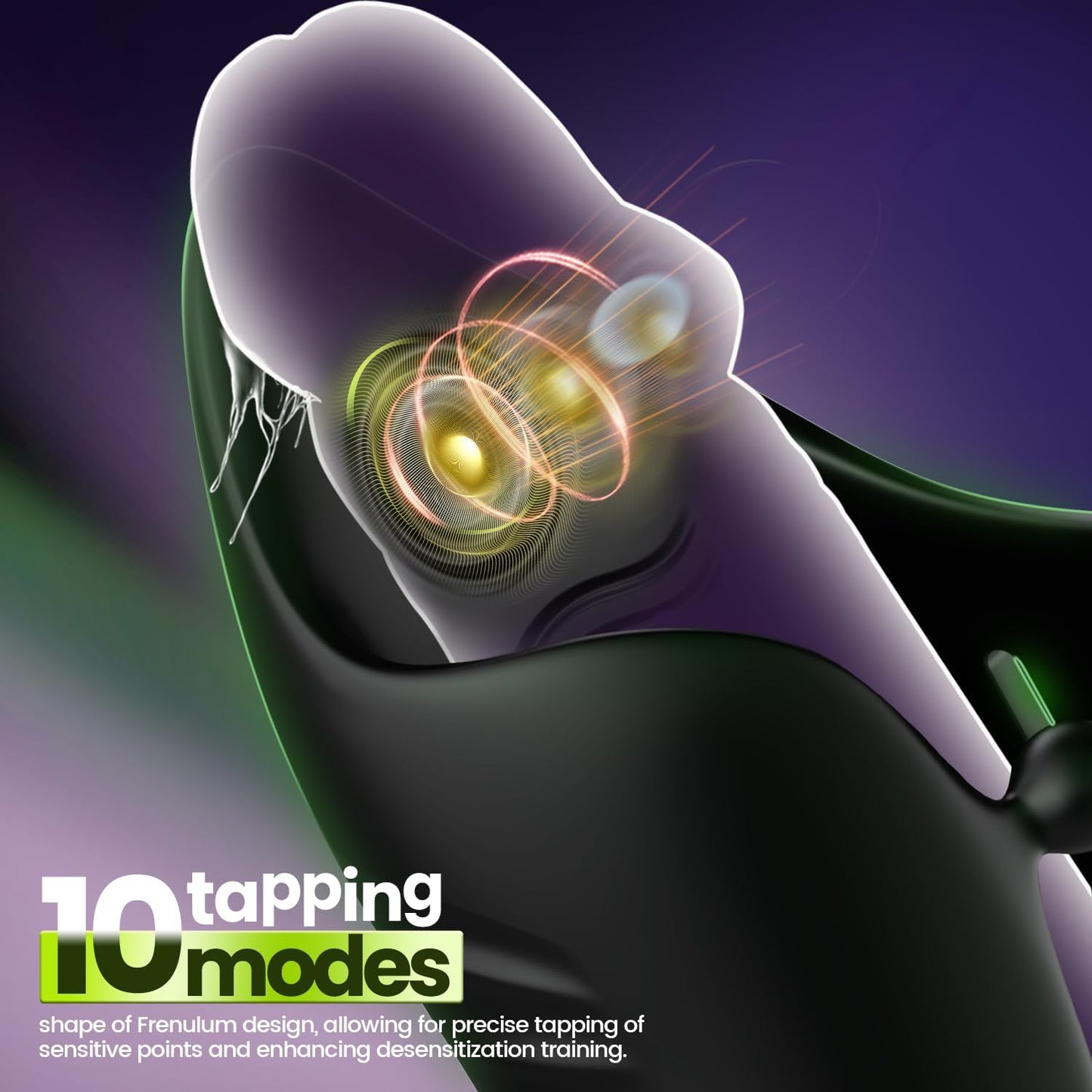 Electric Penis Trainer Glans Vibrator Stimulator with 10 Vibrating & 10 Tapping Modes