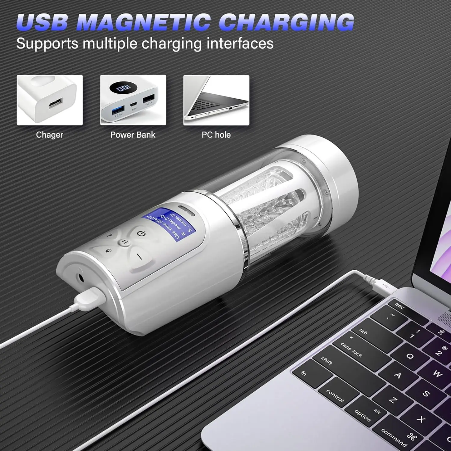 LCD Display Automatic Masturbator Penis Pump with 5 Speed & 10 Rotation & 6 Voice Modes
