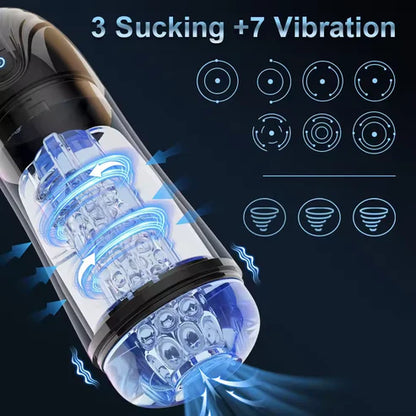 Automatic Masturbator Penis Pump with 3 Sucking & 7 Thrusting & Vibrating Modes