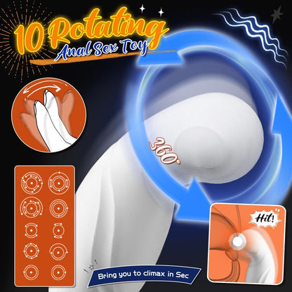 Anal Vibrator Prostate Massager Butt Plug Penis Ring with 10 Rotating & Thrusting Modes