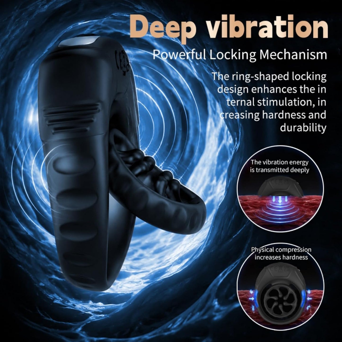Penis Trainer Vibrator Enlargement Cock Ring Stimulator with 9 Vibration Modes