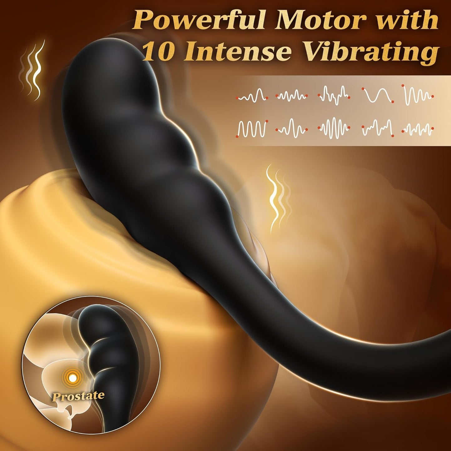 Prostate Massager Anal Toys Butt Plug with Vibrating Cock Ring with 10 Intense Vibrations