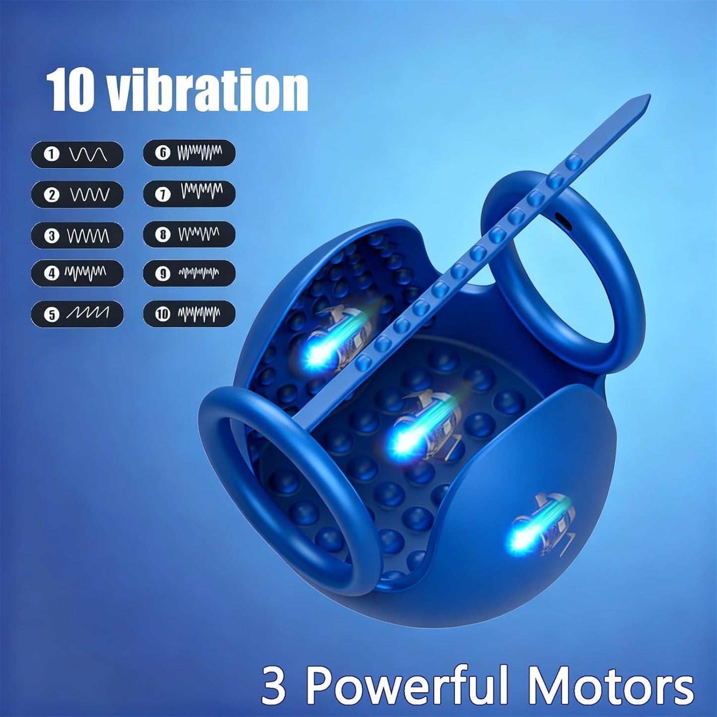 Testicle Massager Cock Ring Penis Trainer Vibrator Stimulator with 10 Vibrations Modes