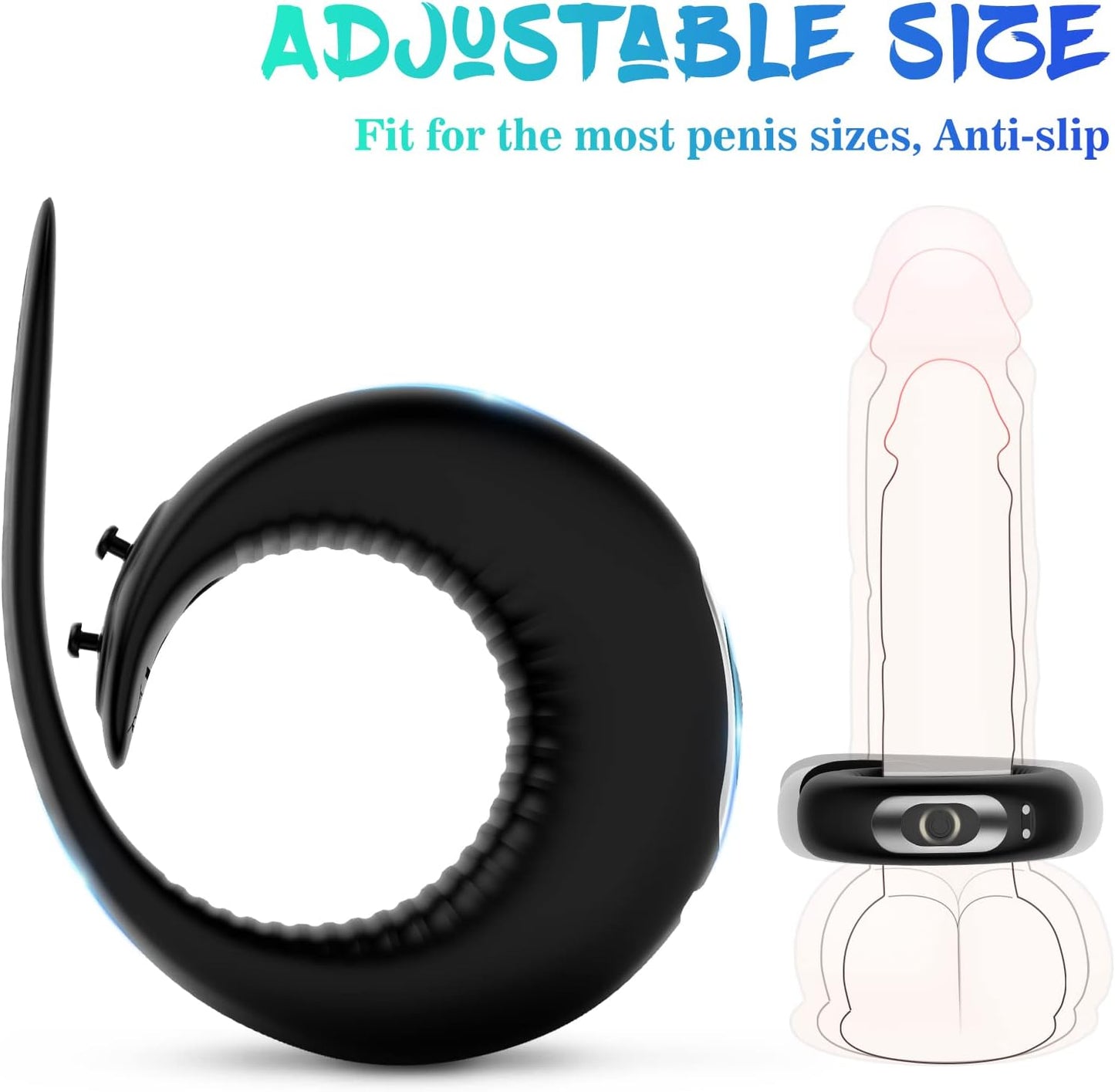 10 Vibration Modes Adjustable Buckle Penis Ring Cockring