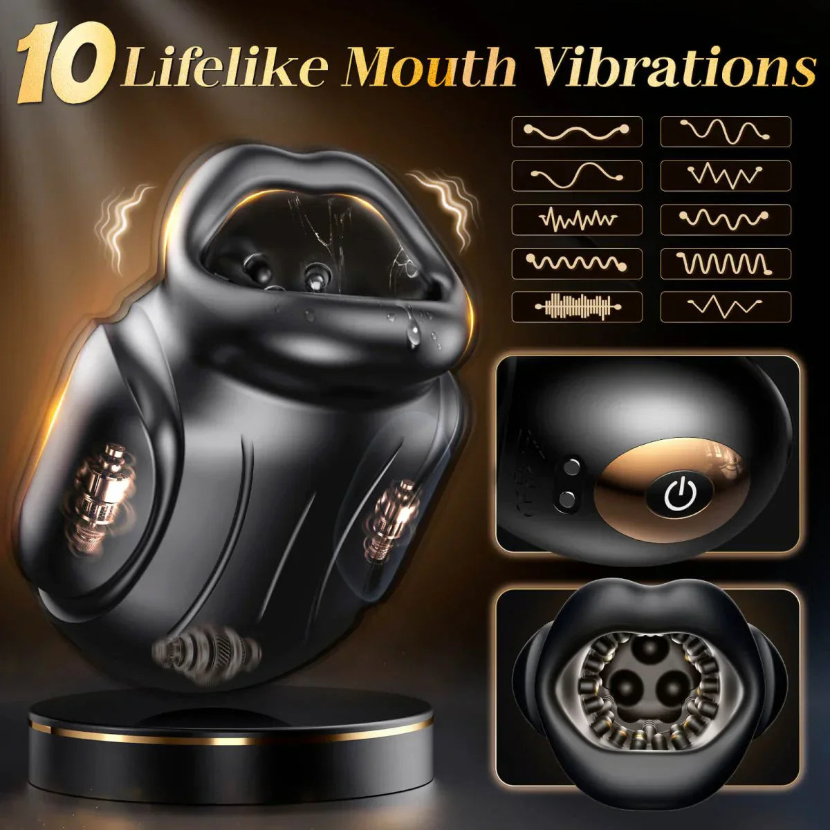 Mouth Oral Masturbator Blowjob Stroker Penis Trainer with 10 Vibrating Modes
