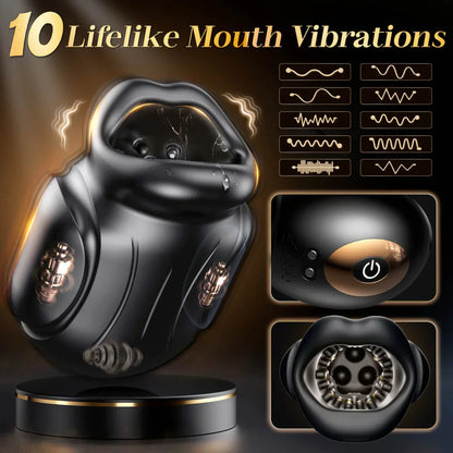 Mouth Oral Masturbator Blowjob Stroker Penis Trainer with 10 Vibrating Modes