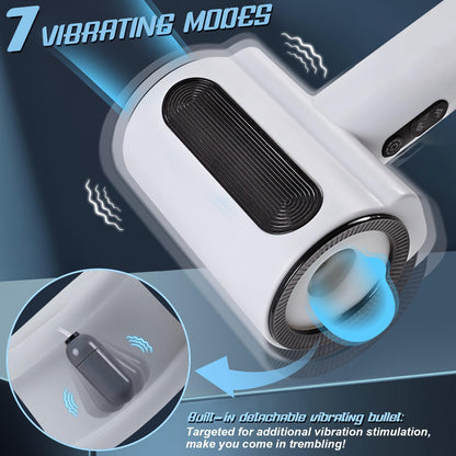 Automatic Masturbator Penis Vibrator Stroker with 5 Thrusting & 5 Rotating & 7 Vibrating