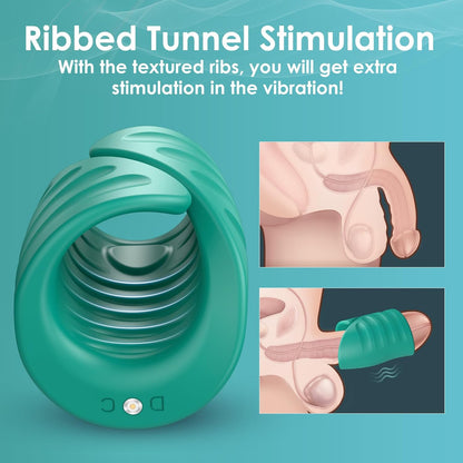 APP Control Open Adjustable Penis Trainer Vibrator Glans Stimulator with 9 Vibrating Modes