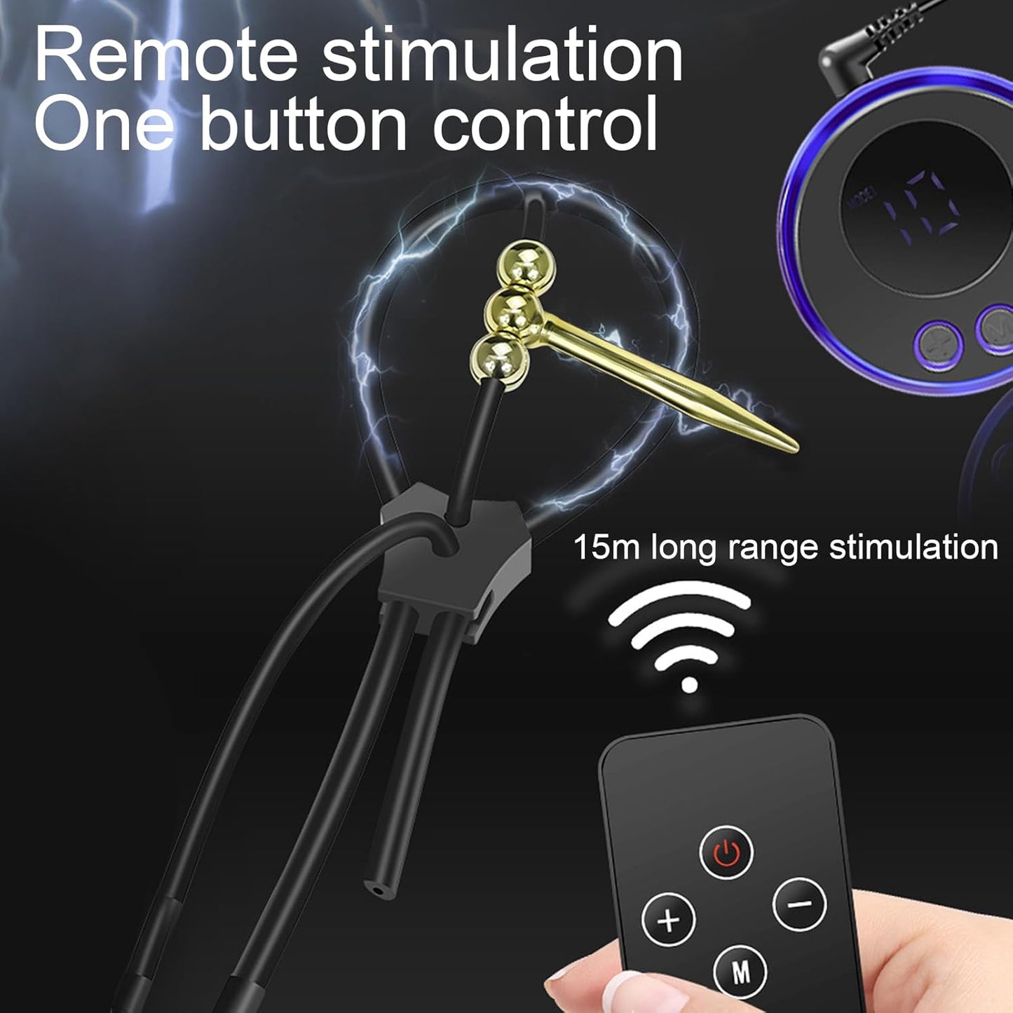 Electric Shock Cock Ring Plug Kit SM Male Chastity Cage Expander