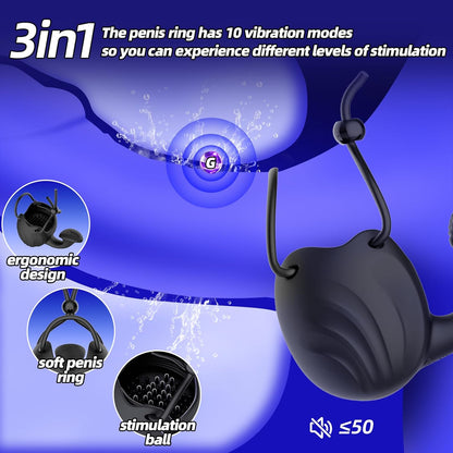 Glans Trainer Cock Rings Testicle Stimulator Masturbator with 10 Vibrations