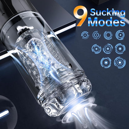 3 in 1 LCD Display 9 Thrusting & Rotating & Suction Automatic Sucking Male Masturbator