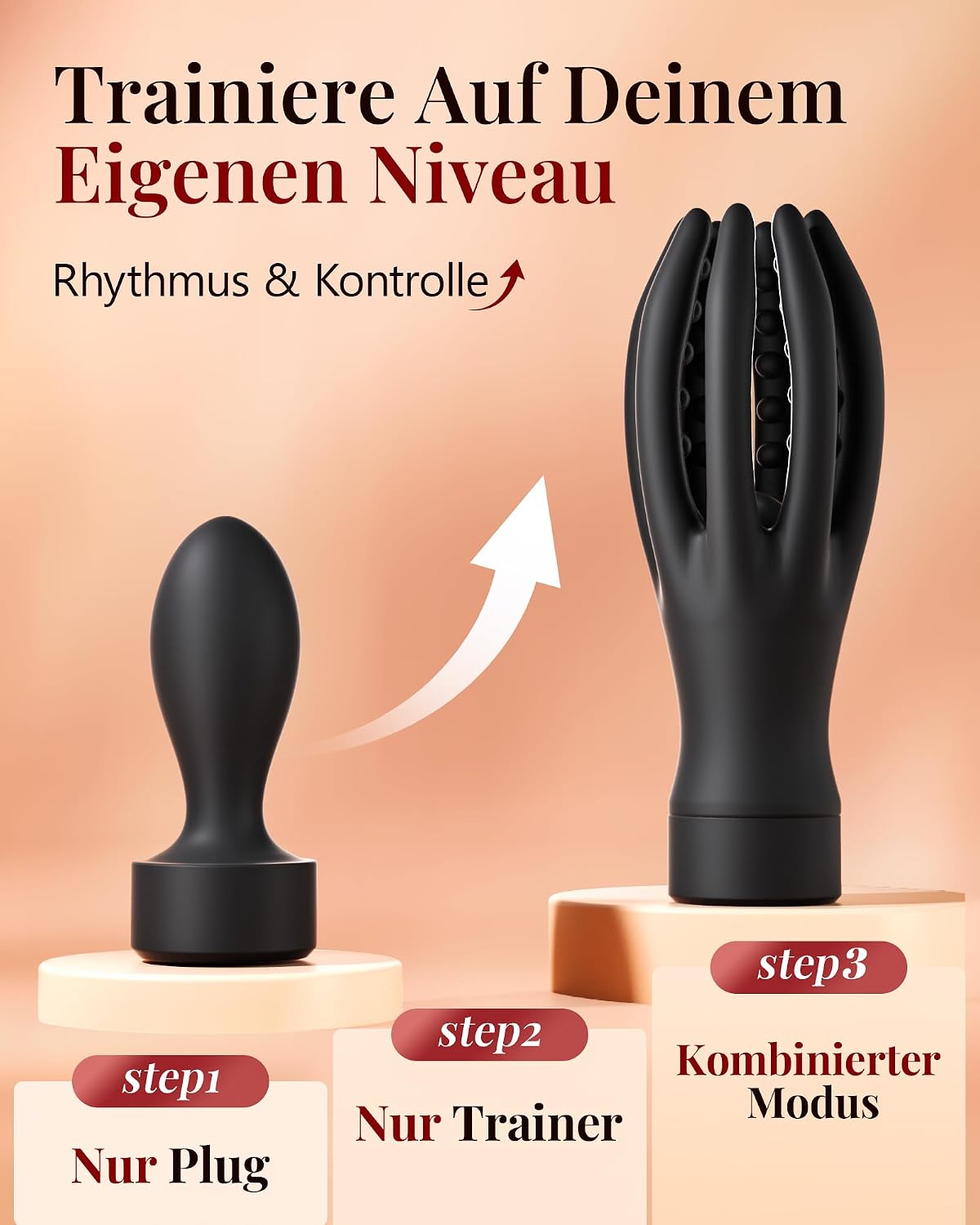 2 IN 1 Penis Trainer Vibrator Set Detachable Anal Plug with 10 Vibration Modes