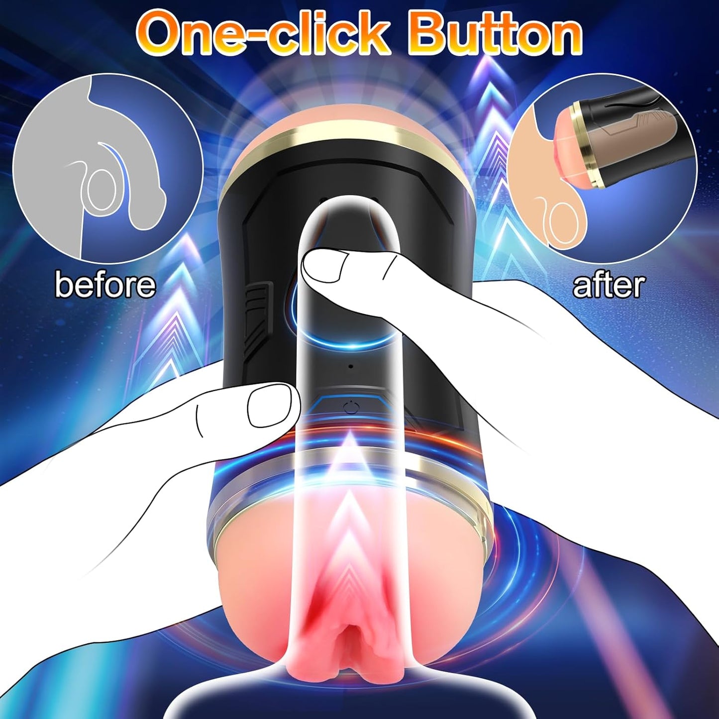 Open-Ended Realistic Automatic Masturbator Pocket Pussy with 10 Vibrating Modes