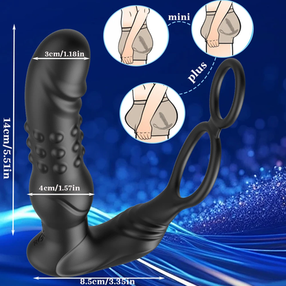 3 IN 1 Anal Vibrator Prostate Massage Stimulator with 10 Wiggle & 10 Vibration Modes