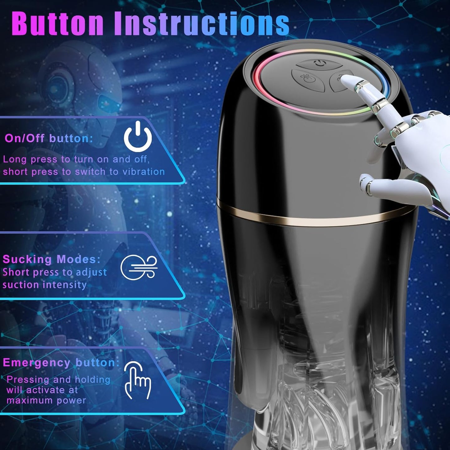 Automatic Masturbator Penis Pump Blowjob with 10 Thrusting & Rotating Modes