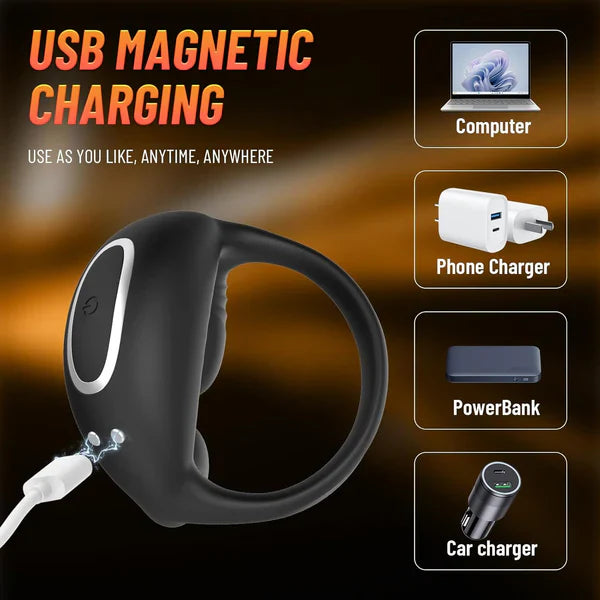 Stretchable Cock Ring Penis Trainer Vibrator with 10 Vibration Modes