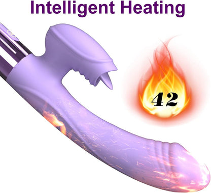 Heated G Spot Rabbit Vibrator with 10 Licking & Powerful Vibration