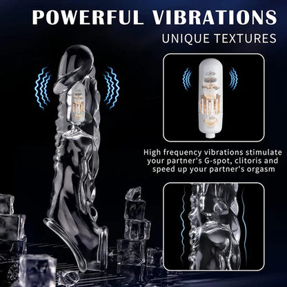 3.6 inch Clear Penis Sleeve Cock Vibrator with 10 Vibrating Modes