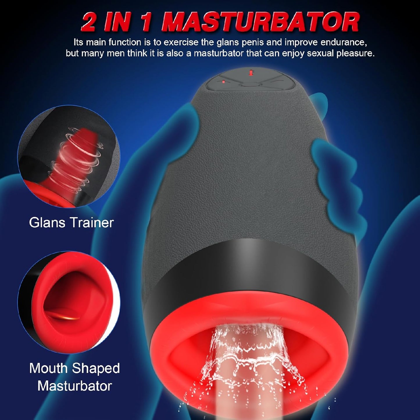 2 in 1 Automatic Masturbator Penis Trainer Blowjob with 7 Vibrating Modes & 3 Speeds