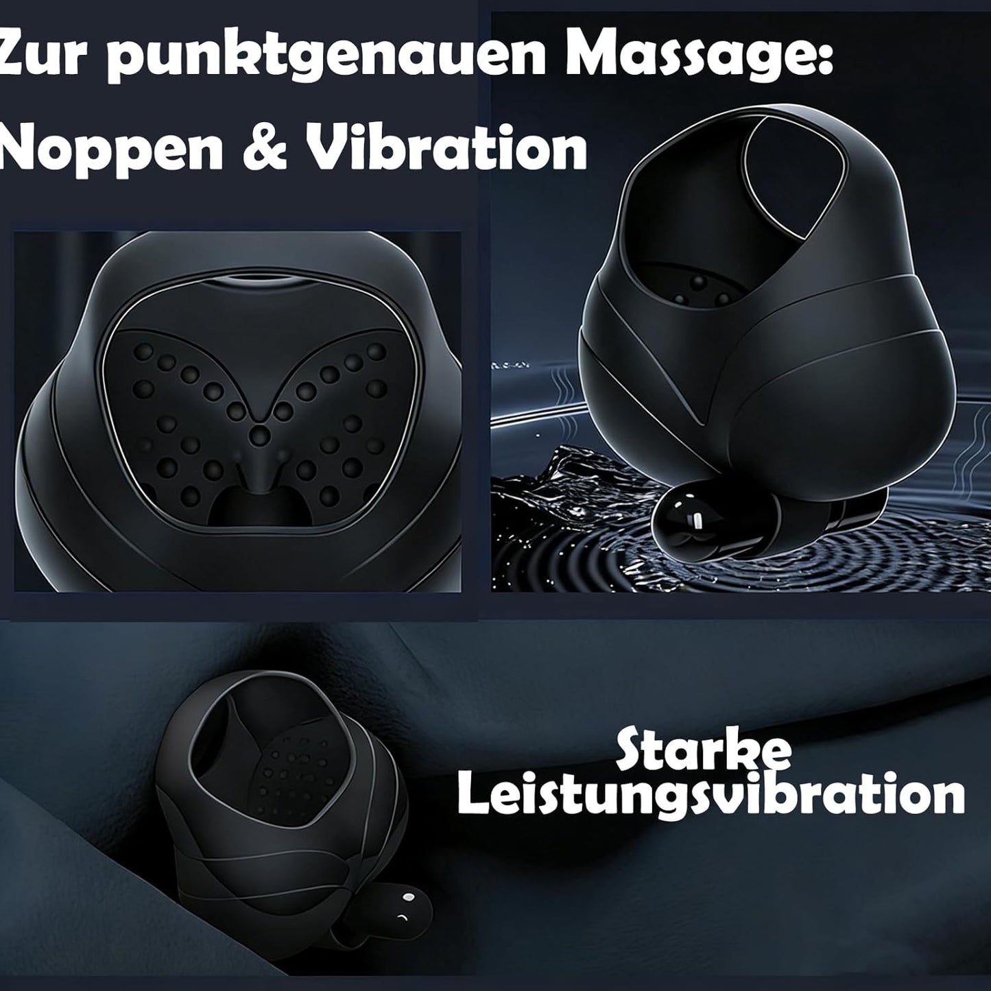 Testicle Cock Ring Vibrator Massager Masturbator with Powerful Vibrations