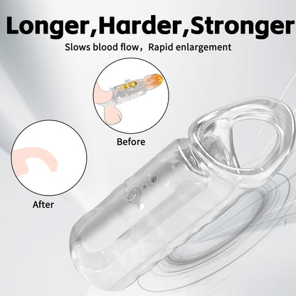 Vibrating Penis Cock Sleeve Ring Vibrator Extender with 9 Stimulation Modes