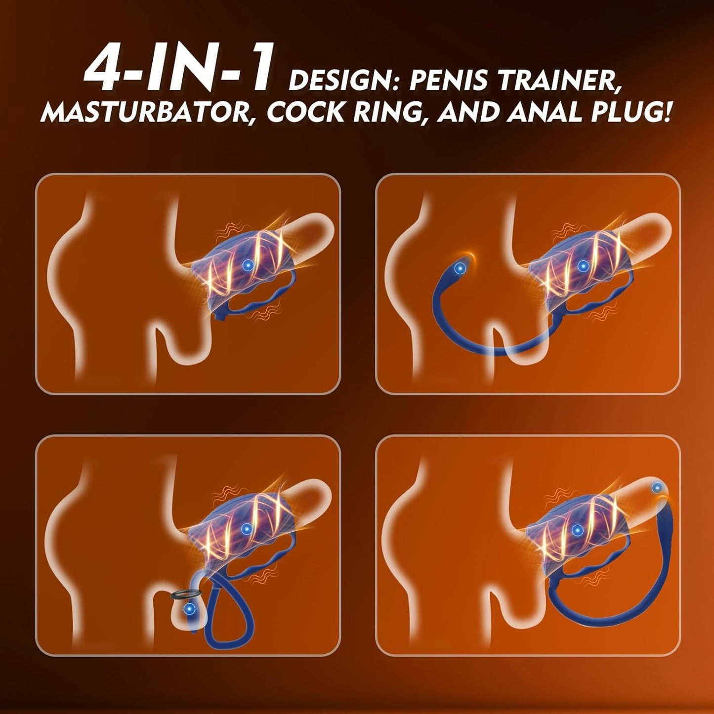 Detachable Penis Trainer Vibrator Butt Plug Masturbator with 10 Vibration Modes