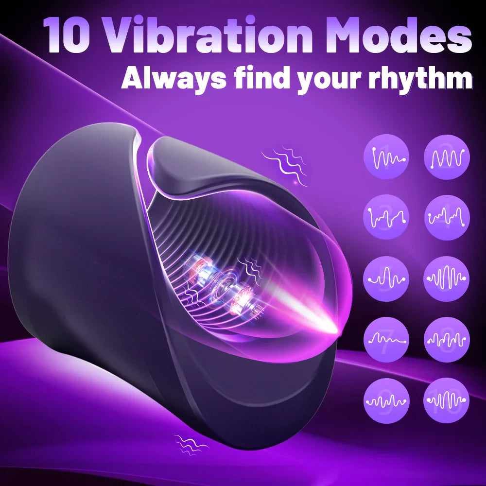 Bluetooth Penis Delay Trainer Cock Ring Glans Massager with 10 Vibrations