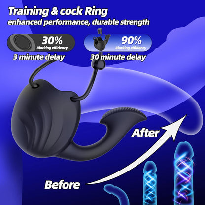 Glans Trainer Cock Rings Testicle Stimulator Masturbator with 10 Vibrations