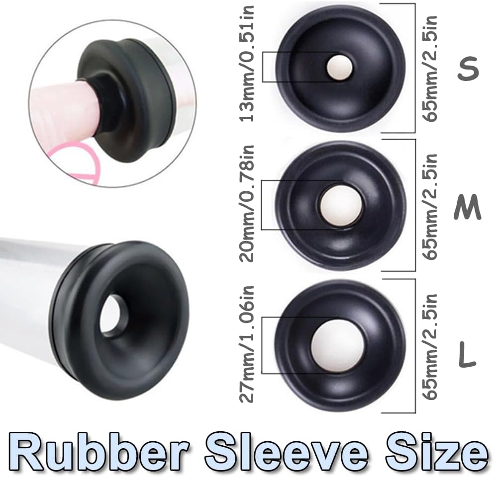 Penis Enlarger Kit Vacuum Pump Glans Trainer with 3 Rubber Sleeves & Manometer