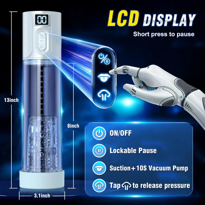 Electric Penis Pump Vacuum Cylinder Extender Masturbator with 6 Suction Modes