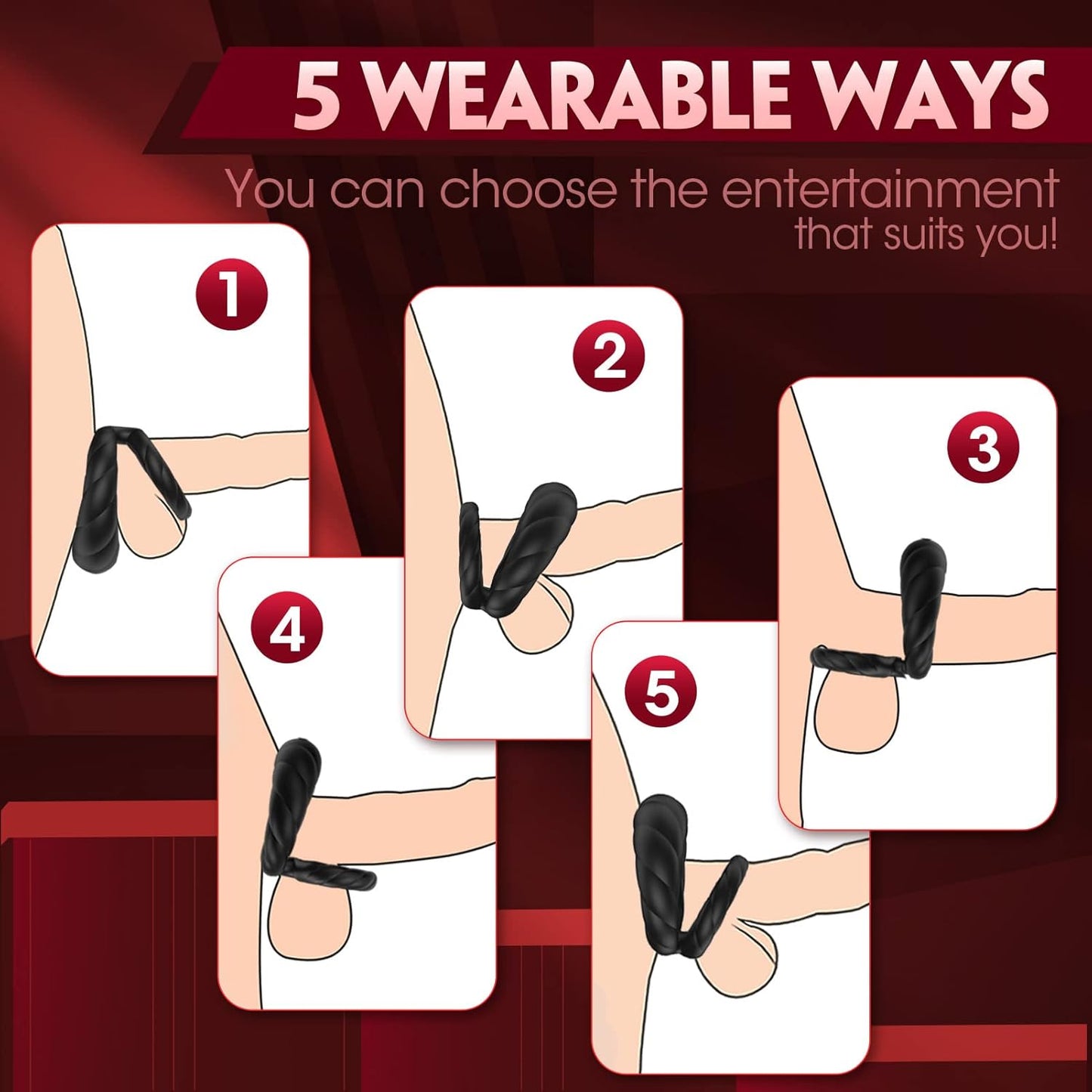 Electric Lock Penis Ring Vibrator Glans Stimulator with 10 Powerful Vibration Modes