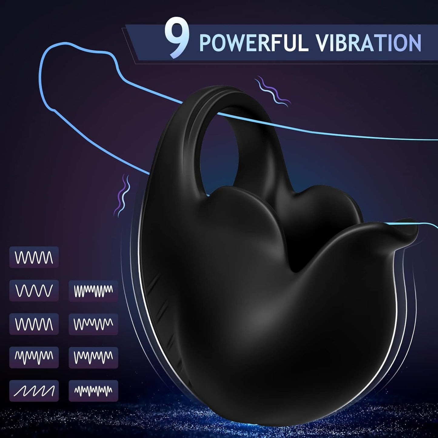 Full Wrapped Cock Ring Penis Trainer Vibrator Testicles Stimulator with 7 Vibrations Modes