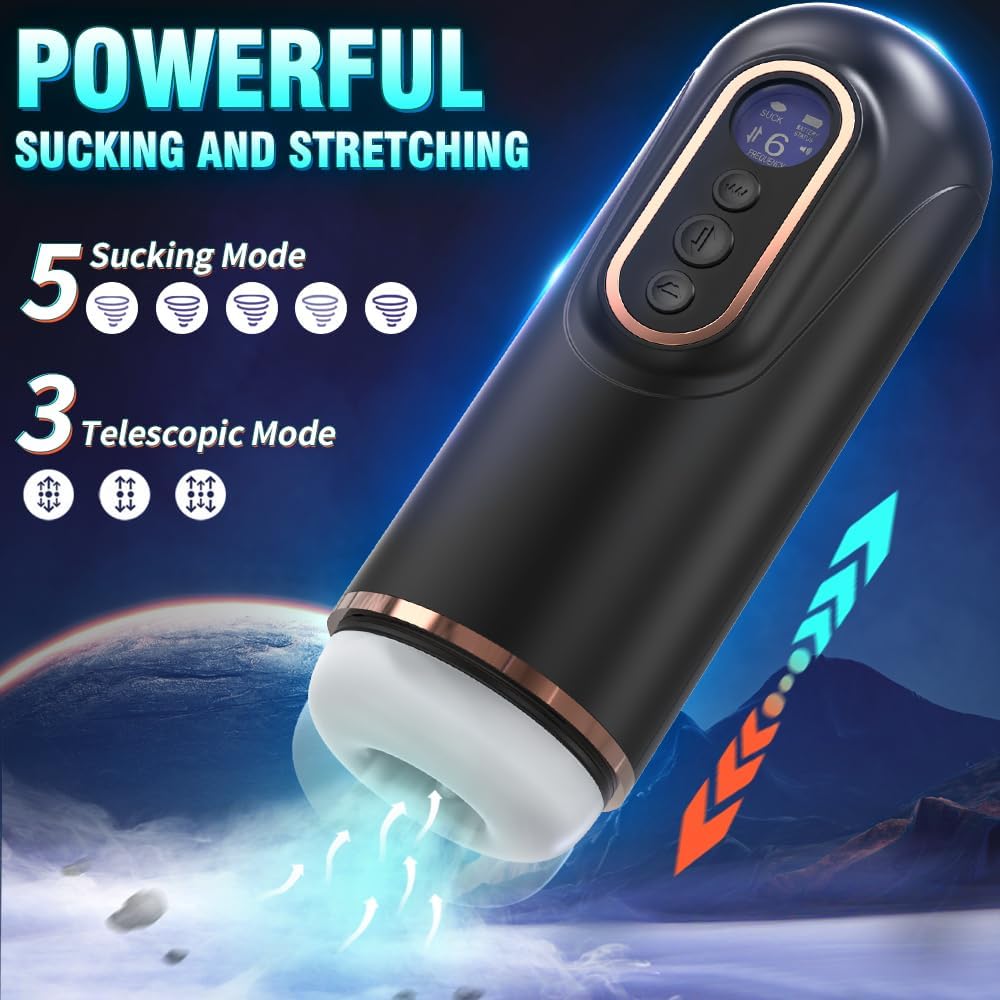 360° Wrapping Automatic Masturbator with 9 Vibrating & 7 Thrusting & 5 Sucking
