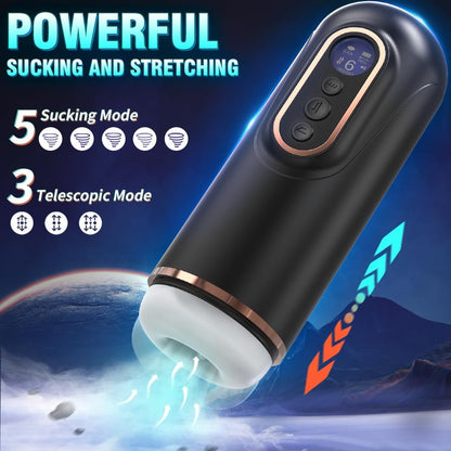 360° Wrapping Automatic Masturbator with 9 Vibrating & 7 Thrusting & 5 Sucking