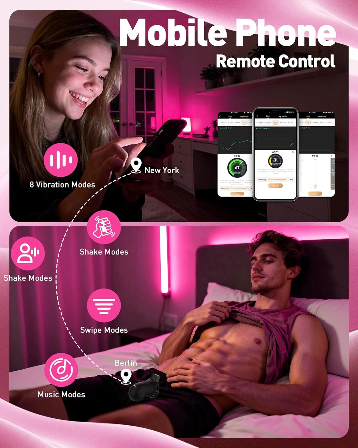 App Control Locking Chastity Cage Device Sex Toy with 8 Vibration Modes