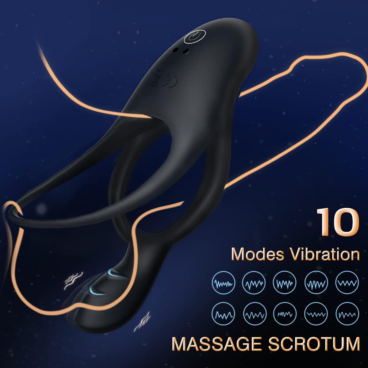 10 Vibration Modes Penis Cock Ring with Clitoral Vibrator