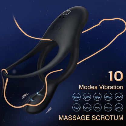 10 Vibration Modes Penis Cock Ring with Clitoral Vibrator