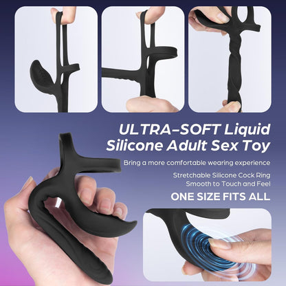 Testicles Vaginal Stimulator Cock Ring Penis Trainer Vibrator with 10 Modes