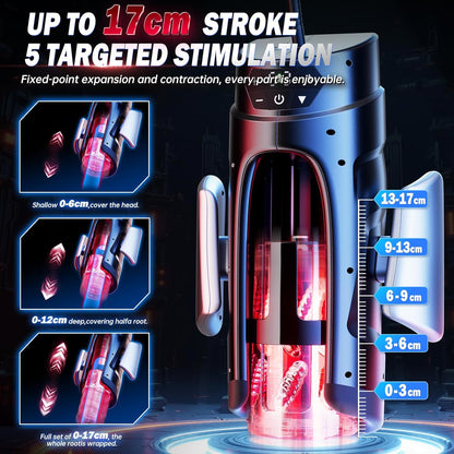 Double-Handle Electric Masturbator Penis Vibrator Trainer with 7 Telescopic Functions
