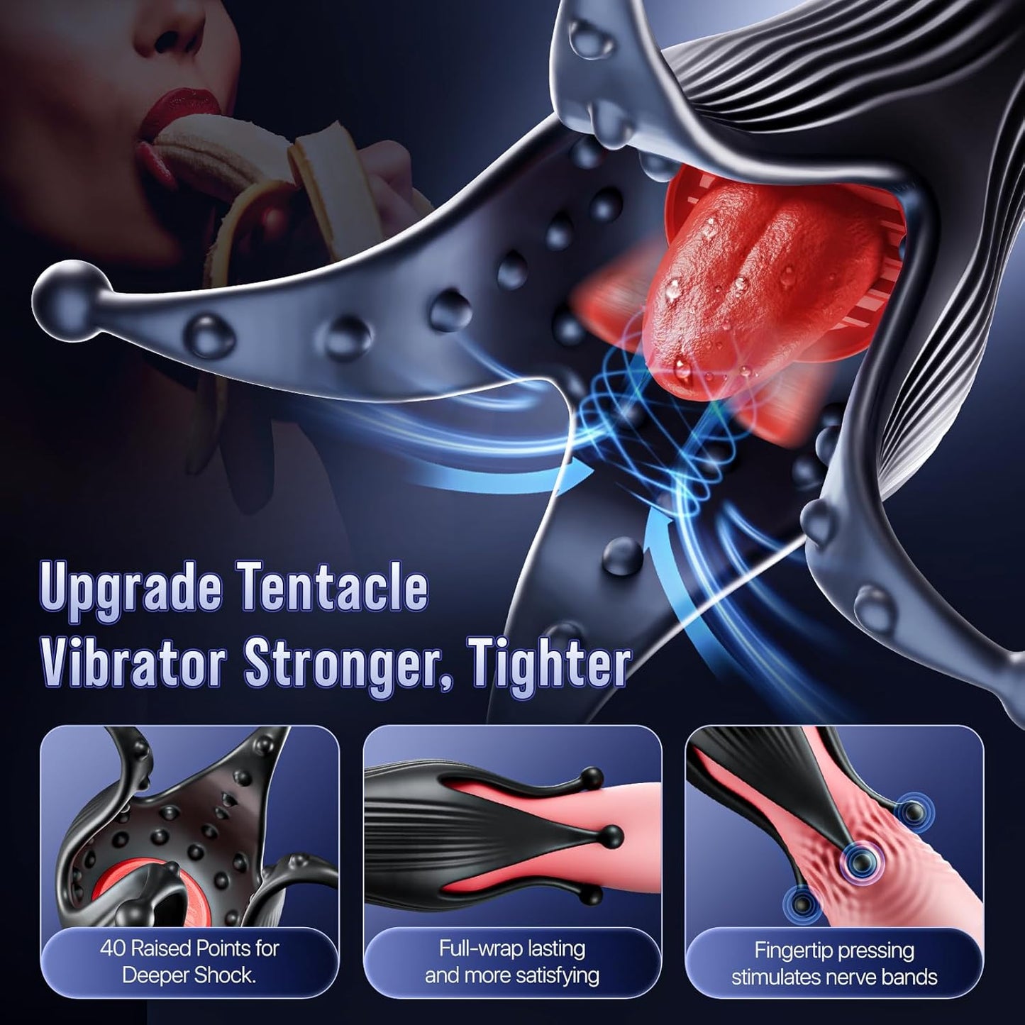 4 IN 1 Penis Vibrator Glans Trainer Stroker Masturbator with 10 Licking & Vibrating