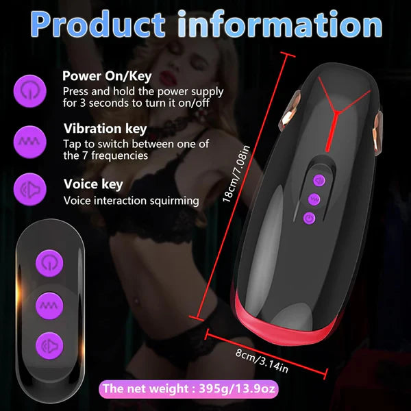 Automatic  Masturbator Penis Trainer Stroker with 10 Vibration & Heating Modes