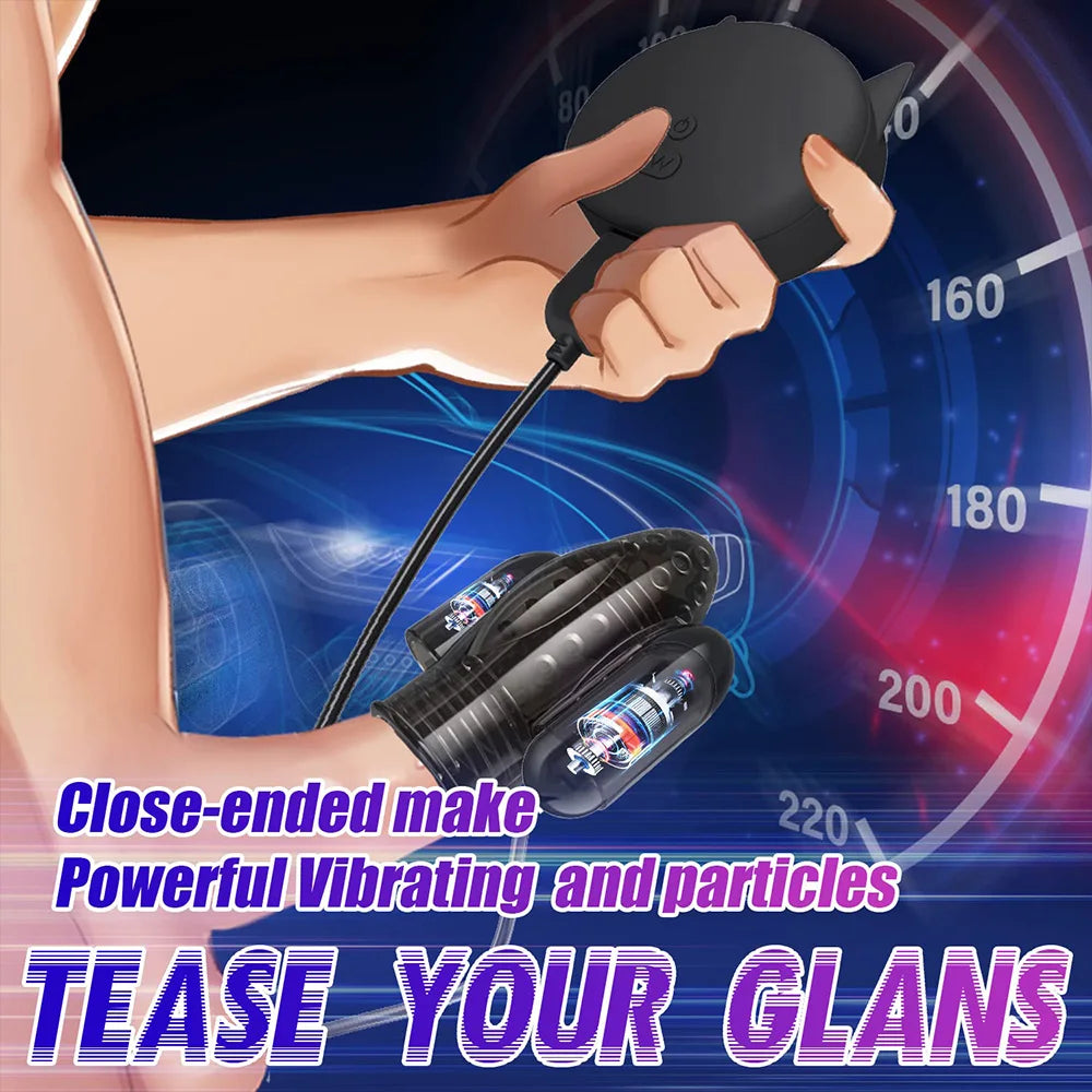 Glans Vibrator Penis Trainer Delay Lasting Massager with 2 Motors & 10 Vibrations